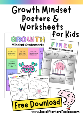Growth Fixed Mindset Poster workbook free