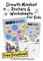 Printable Growth Mindset Poster Worksheets for Children