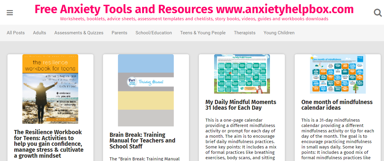 anxietyhelpbox website free anxiety tools and resources