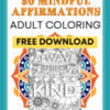 50 Mindful Affirmations Printable Adult Colouring Resource