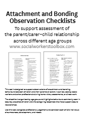 Attachment and Bonding Observation Checklist to support assessment of parent carer child relationship free download pdf