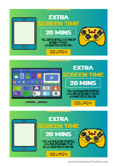 Extra Screen Time Coupon PDF Reward Pass for Kids