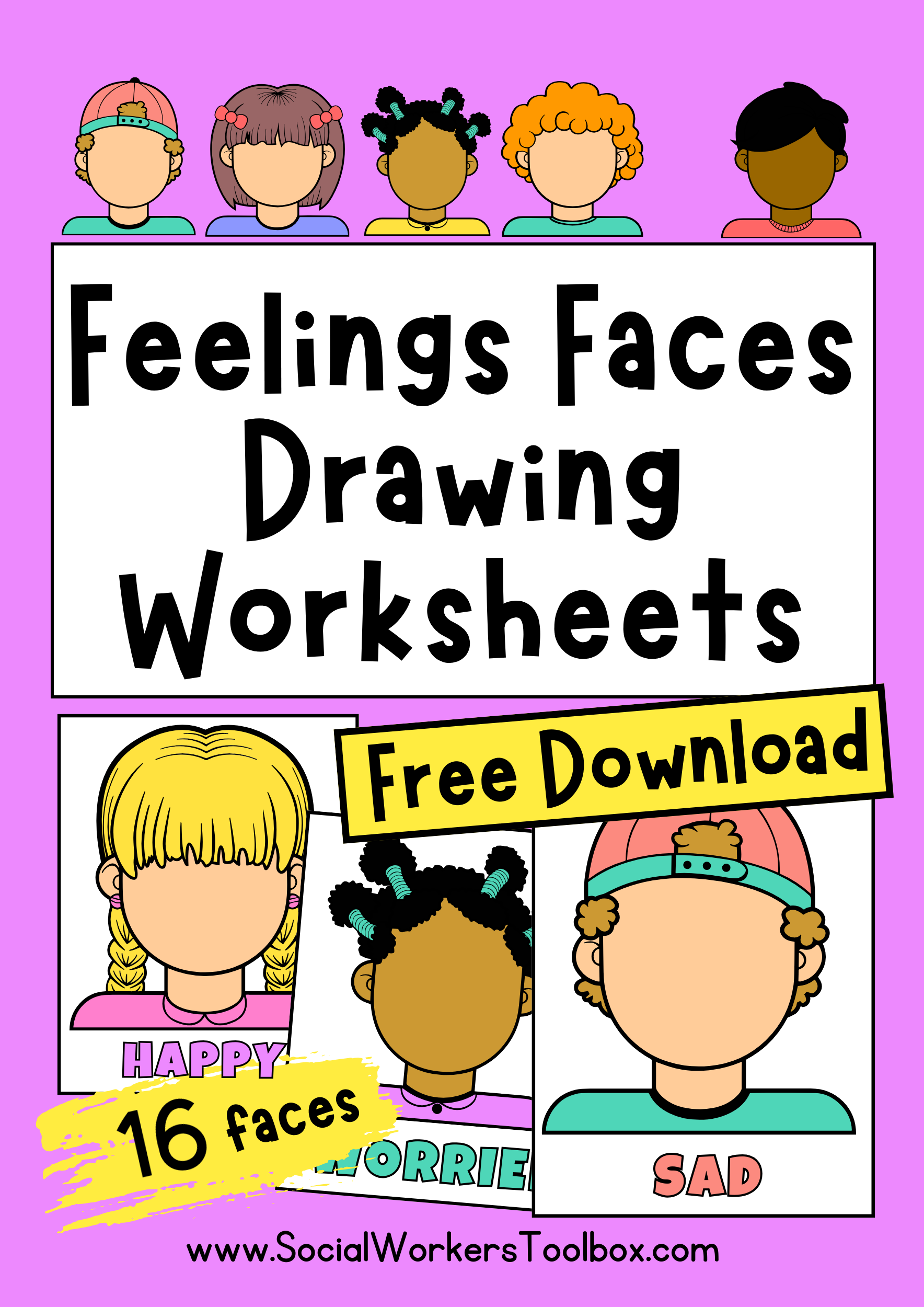 Feelings Faces Drawing Worksheets Emotions Tool Free Download PDF