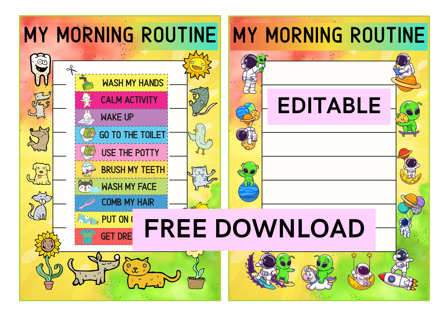 Morning routine children now then board free download
