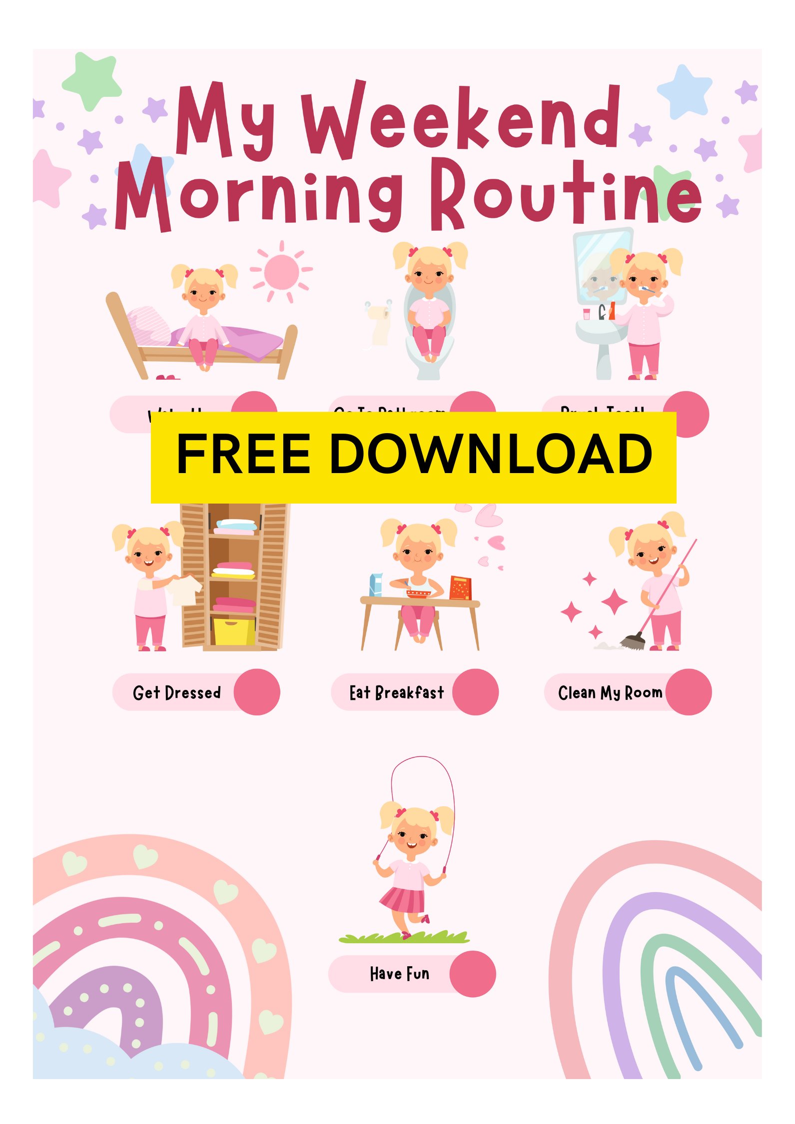 weekend girls morning routine poster